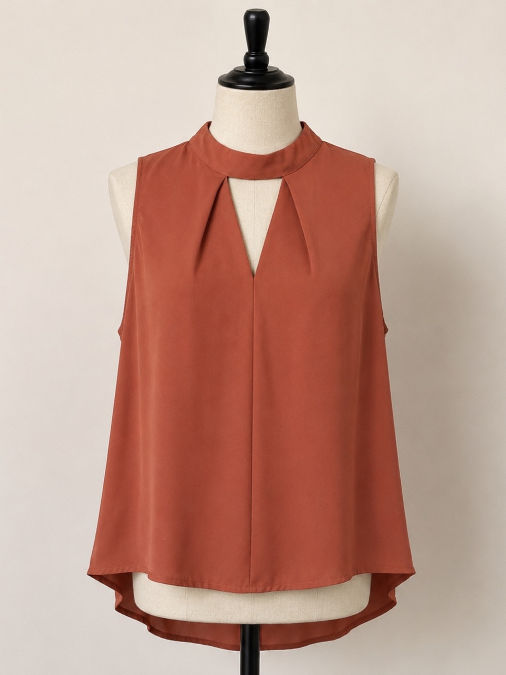 Rust Sleeveless Mock Neck Blouse – Size XL - Picture 2 of 3